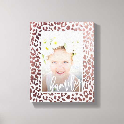 Imitate für Familienskripte Rose Gold Leopard Prin Leinwanddruck (Vorderseite)