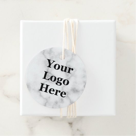 Imitate für Firmenlogos aus weißem Marmor 2-seitig Geschenkanhänger (Beispiel)