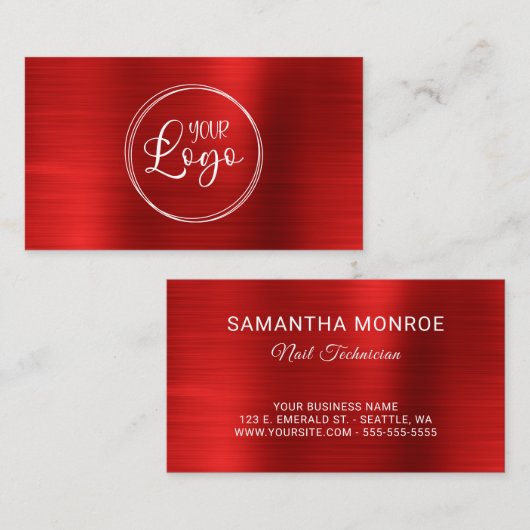 Imitate für Firmenlogos Helle Rote Ombre-Folie Visitenkarte (Vorne/Hinten)