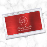 Imitate für Firmenlogos Red Ombre Foil Visitenkarten Dose<br><div class="desc">Erstellen Sie Ihr eigenes kleines Firmenlogo dekorative Visitenkartengehäuse. Im Hintergrund sind die rubinroten, ombre Imitate mit gebürsteter Metallfolie und Digital Art Grafik zu sehen. Die elegante Kalligraphie und die modernen Schriftart-Stile von All Caps können individuell angepasst werden. Ändern Sie die Farbe, um die Farbe Ihres Logos zu ändern. Die digitalen...</div>