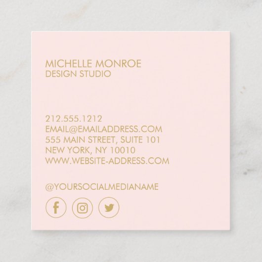 Imitate für moderne geometrische Art Deco Quadratische Visitenkarte (Rückseite)