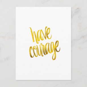 Imitate für Mut-Zitat Gold Foil Glitzer Postkarte