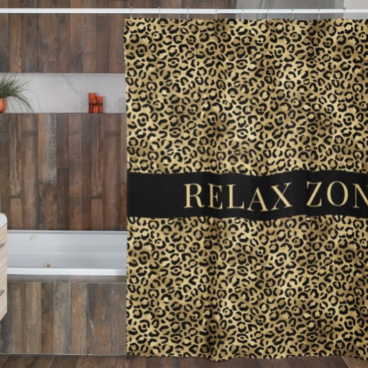 Imitate für Tierabdruck Gold Black Duschvorhang