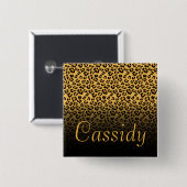 Imitate Fur Wild Leopard Print mit Goldname Button (Vorne & Hinten)