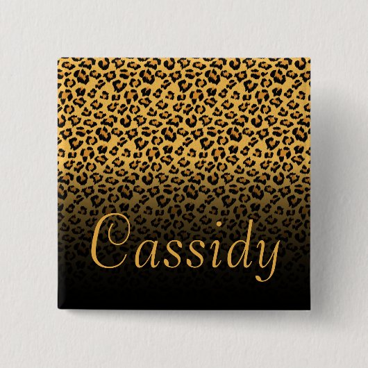 Imitate Fur Wild Leopard Print mit Goldname Button (Vorderseite)