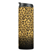 Imitate Fur Wild Leopard Print mit Goldname Thermosbecher (Nach rechts gedreht)