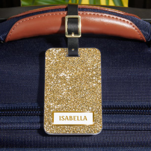 Imitate Gelbe Glitzer Textur Look & Custom Text Gepäckanhänger
