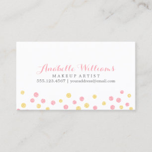 Imitate Gelbe und rosa Glitzer Confetti Dots Visitenkarte