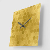 Imitate Gelbes Gold Hexagon-Muster Quadratische Wanduhr (Winkel)