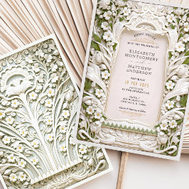 Imitate gemeißelt Elfenbeinblüten Hochzeit Einladung