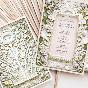 Imitate gemeißelt Elfenbeinblüten Hochzeit Einladung