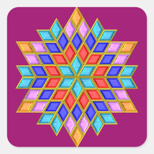 Imitate Gemstone Star Quilt Quadratischer Aufkleber (Vorderseite)