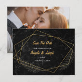 Imitate - Geometrisch Save the Date marbeln Ankündigungspostkarte (Vorne/Hinten)