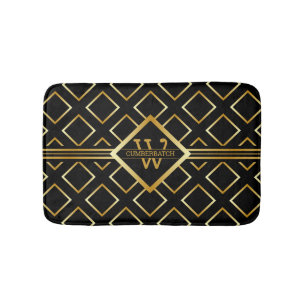IMITATE Geometrisches Muster mit Monogramm auf BLA Badematte