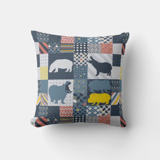 Imitate gequilted Hippos Kissen (Vorderseite)