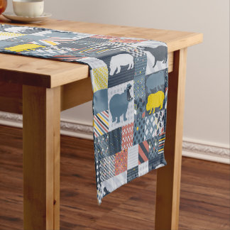 Imitate gequilted Hippos Kurzer Tischläufer