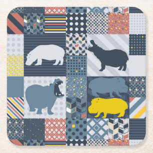 Imitate gequilted Hippos Rechteckiger Pappuntersetzer
