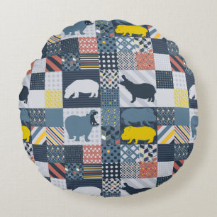Imitate gequilted Hippos Rundes Kissen