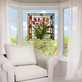 Imitate Gestängstes Glas Tulip Garten Fensteraufkleber