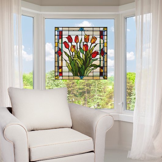 Imitate Gestängstes Glas Tulip Garten Fensteraufkleber