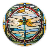 Imitate Gestettete Glass Dragonfly Keramikknauf (Vorderseite)