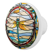 Imitate Gestettete Glass Dragonfly Keramikknauf (Rechts)