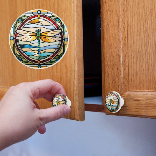 Imitate Gestettete Glass Dragonfly Keramikknauf