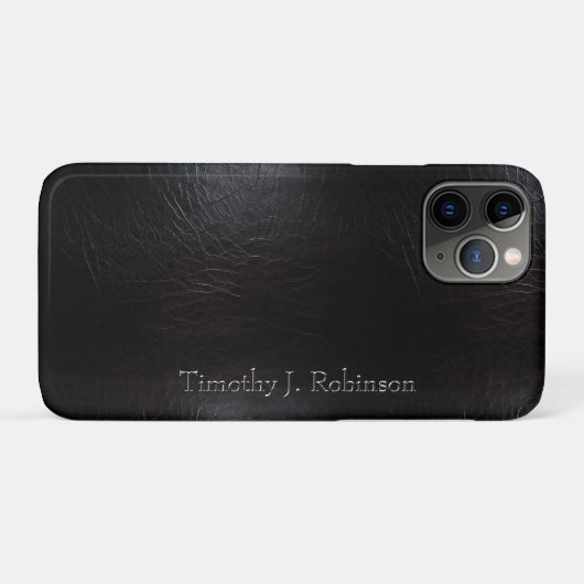 Imitate gestörtes schwarzes Leder mit Bosseln Case-Mate iPhone Hülle (Rückseite (Horizontal))