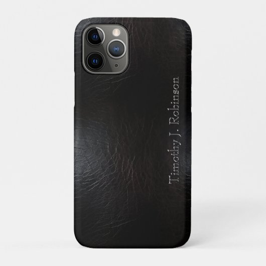 Imitate gestörtes schwarzes Leder mit Bosseln Case-Mate iPhone Hülle (Rückseite)