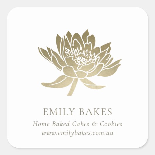 IMITATE GLAM GOLD LOTUS FLORAL GESCHÄFT BERUFLICH QUADRATISCHER AUFKLEBER (Vorderseite)