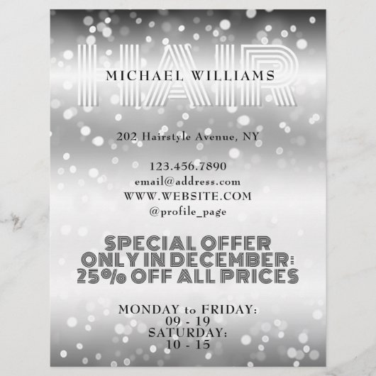 Imitate glänzend glänzender Haarsalon Flyer (Vorne)