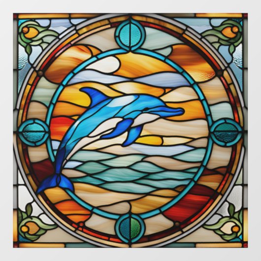 Imitate Glass Jumping Dolphin Fensteraufkleber (Blatt)