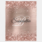 Imitate Glittery Rose Gold Foil Extravagant Monogr Fleecedecke (Vorderseite)