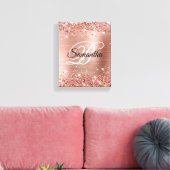 Imitate Glittery Rose Gold Foil Extravagant Monogr Leinwanddruck (Insitu (Wohnzimmer))