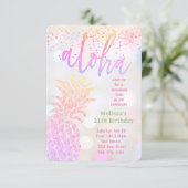 Imitate Glitzer Ananas Geburtstag Einladung (Stehend Vorderseite)