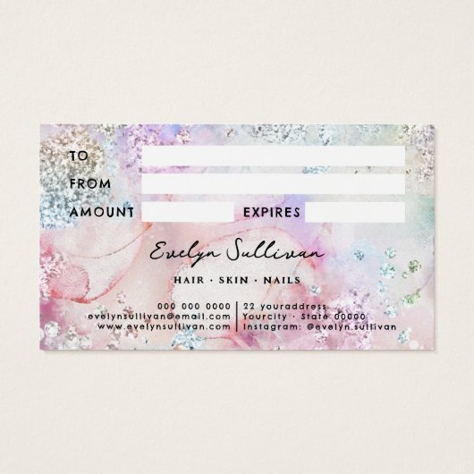 Imitate Glitzer Aquarell Geschenkkarte (Rückseite)