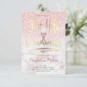 Imitate Glitzer auf Marmor Erste Heilige Kommunion Einladung (Stehend Vorderseite)