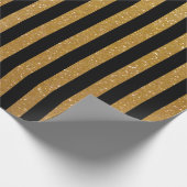 Imitate Glitzer aus Gold und schwarz gestreiftes P Geschenkpapier (Ecke)