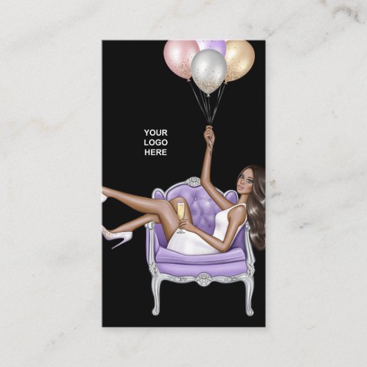 Imitate Glitzer Ballon Party Planer Visitenkarte (Vorderseite)