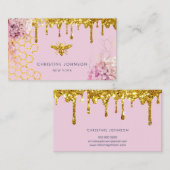 Imitate Glitzer Biene und Blume Visitenkarte (Vorne/Hinten)