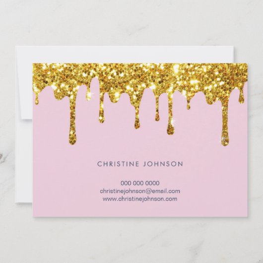 Imitate Glitzer Biene und Blume Visitenkarte Einladung (Rückseite)