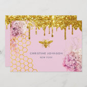 Imitate Glitzer Biene und Blume Visitenkarte Einladung (Vorne/Hinten)
