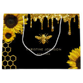 Imitate Glitzer Biene und Sonnenblumen Große Geschenktüte (Vorderseite)