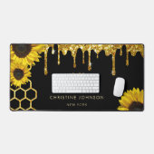 Imitate Glitzer Biene und Sonnenblumen Schreibtischunterlage (Tastatur & Maus)