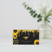 Imitate Glitzer Biene und Sonnenblumen Visitenkarte (Stehend Vorderseite)