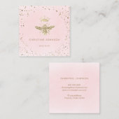 Imitate Glitzer Bienenkönigin Rosa Aquarell Quadratische Visitenkarte (Vorne/Hinten)