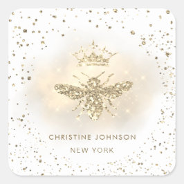 Imitate Glitzer-Bienenlogo Quadratischer Aufkleber