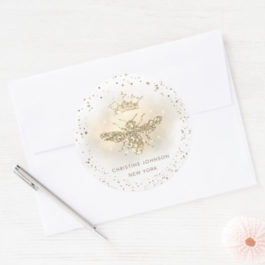 Imitate Glitzer-Bienenlogo Runder Aufkleber (Umschlag)