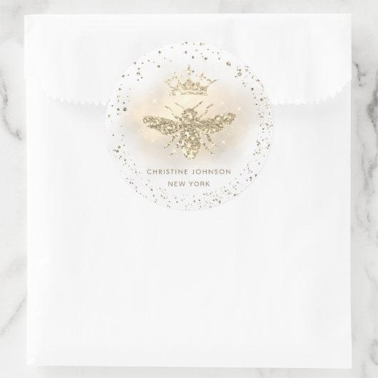 Imitate Glitzer-Bienenlogo Runder Aufkleber (Tasche)