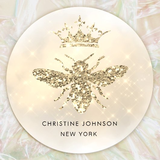 Imitate Glitzer-Bienenlogo Runder Aufkleber